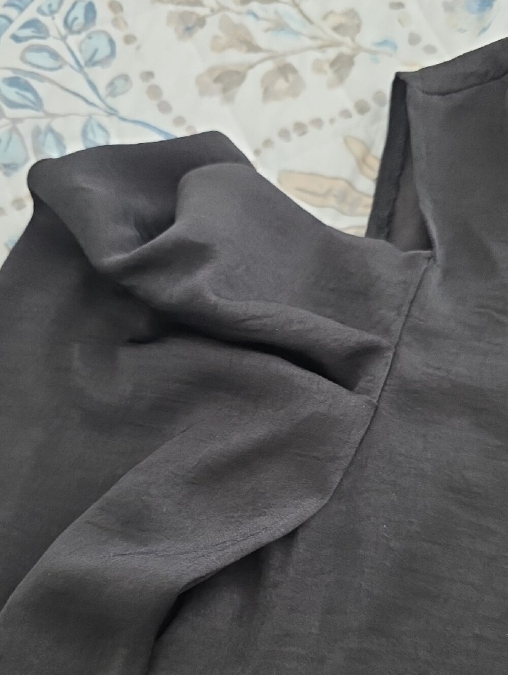 Black Ruffle Long Sleeve Cold Shoulder Top - Picture 5 of 6